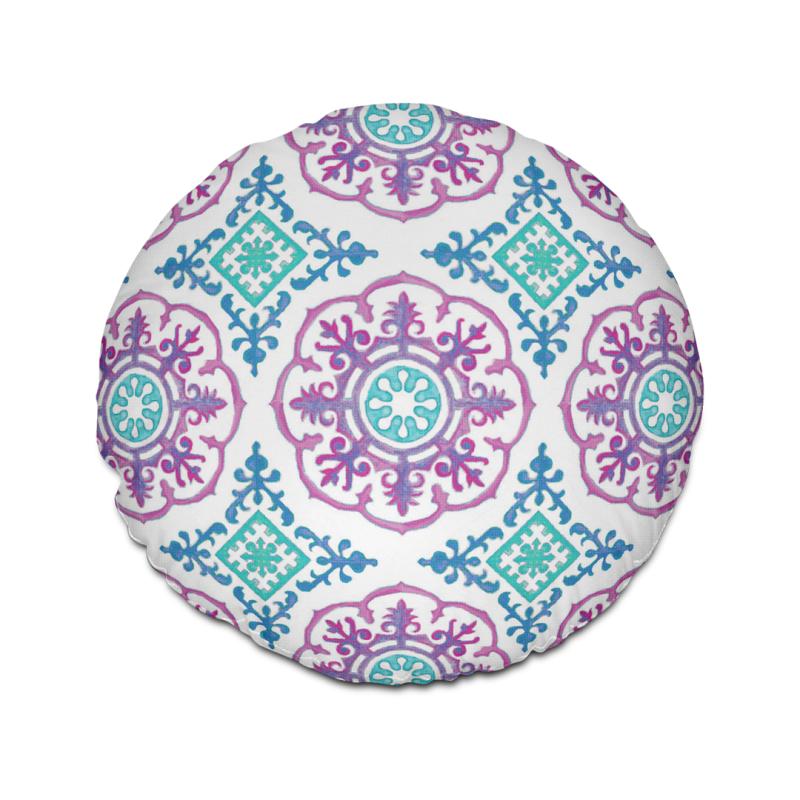 Blue mandala Round Cushion